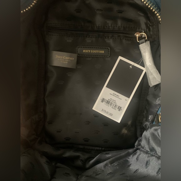 NWT Juicy Couture Black Label Teal Velour Mini Backpack! - Picture 10 of 10
